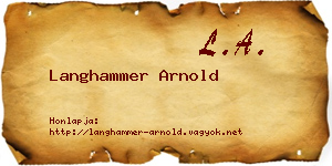 Langhammer Arnold névjegykártya